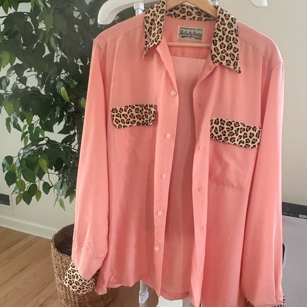 Pink Notched Collar Button Down Shirt